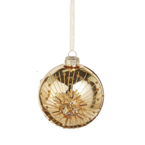 Jewel Starburst Ball Glass Ornament, 4.5" (2 styles - sold individually)