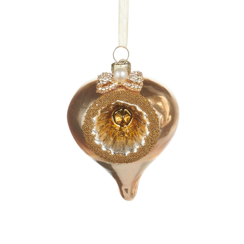 Gold Bow Reflector Ornament, 3" (3 Styles - Sold individually)