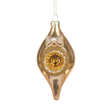 Gold Bow Reflector Ornament, 3" (3 Styles - Sold individually)
