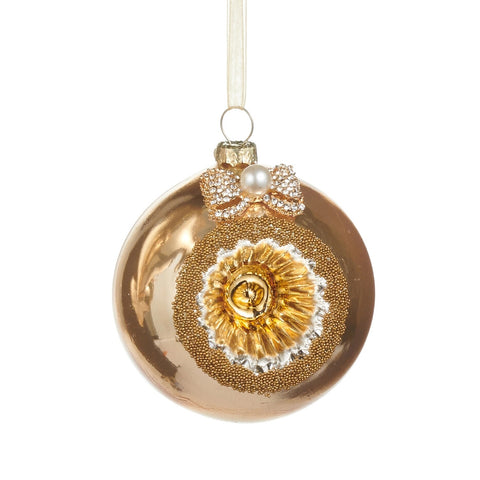 Gold Bow Reflector Ornament, 3" (3 Styles - Sold individually)
