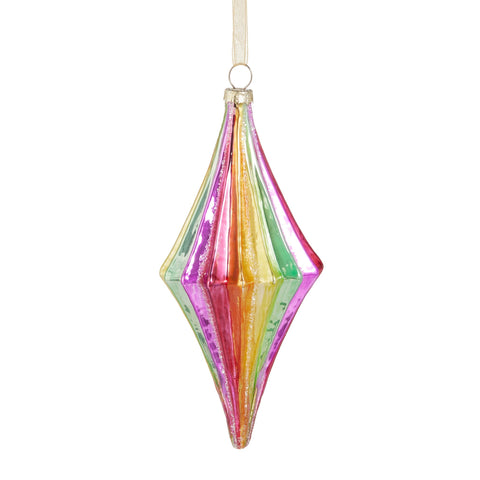 Shiny Neon Glass Final Ornament, 6"