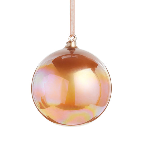 Iridescent Bronze Glass Ball Ornament, 4"