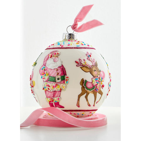 Bubblegum Blowin' Glass Ball Ornament, 5"