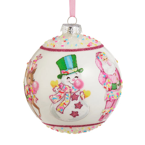 Bubblegum Blowin' Glass Ball Ornament, 5"