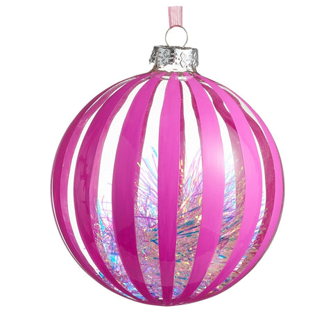 Neon Tinsel Filled Ball Ornament, 5" (4 styles - sold individually)