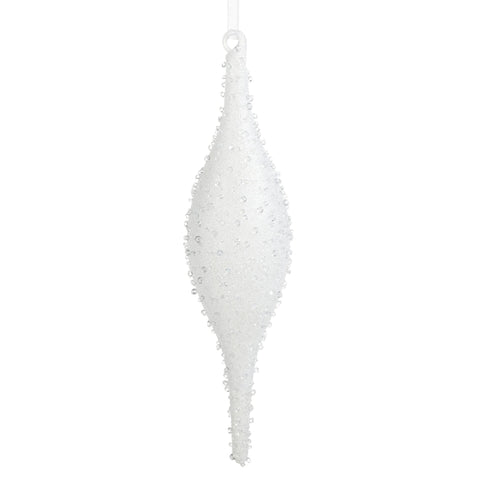 White Jeweled Finial Ornament, 10.25"