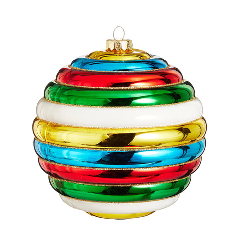 Multicolor Stripe Glass Ball Ornament, 6"