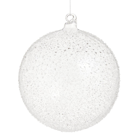 Textured Clear Glass Ball Ornament, 6"
