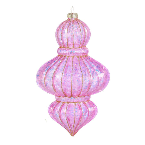 Bright Glitter Glass Finial Ornament, 7.5" (3 styles - sold individually)