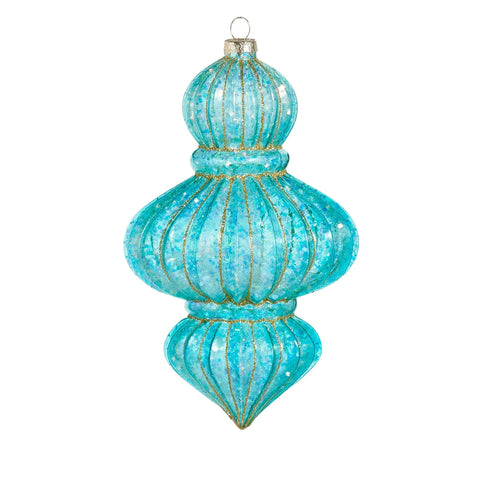 Bright Glitter Glass Finial Ornament, 7.5" (3 styles - sold individually)