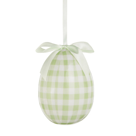 Green Plaid Easter Egg Ornament, 5"