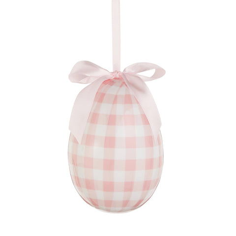 Pink Plaid Easter Egg Ornament, 5"