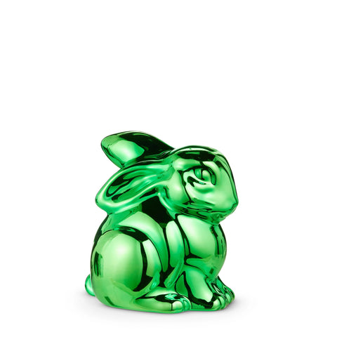 Metallic Green Balloon Bunny Figurine, 8"