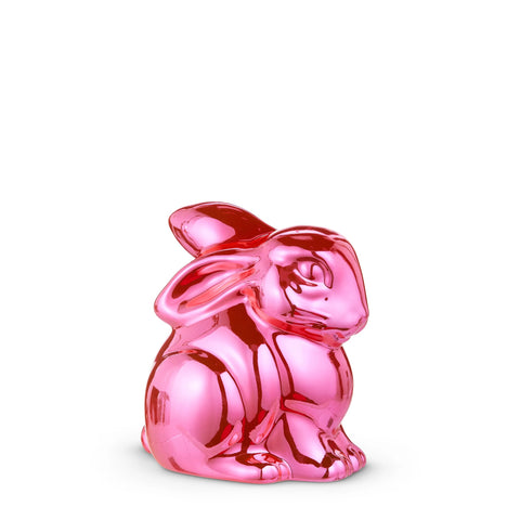 Metallic Pink Balloon Bunny Figurine, 8"