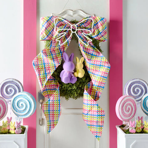 Purple Flocked Bunny Figurine, 12.25"