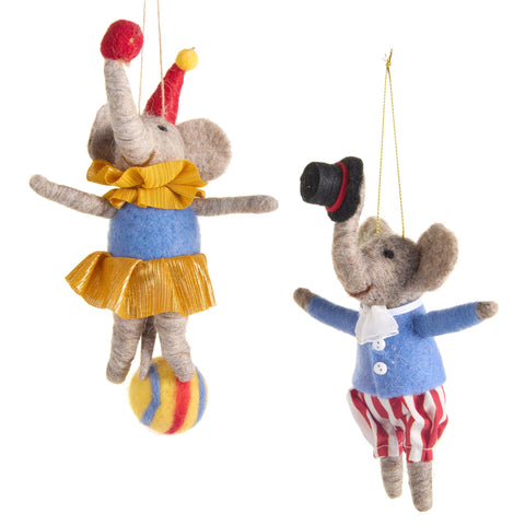 Circus Elephant Ornament, 7" (2 styles - sold individually)