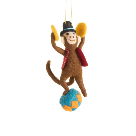 Circus Monkey Ornament, 6.5" (2 styles - sold individually)