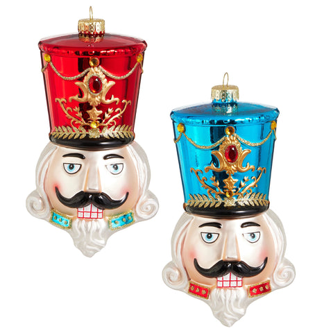 Nutcracker Head Ornament, 7.25" (2 styles - sold individually)