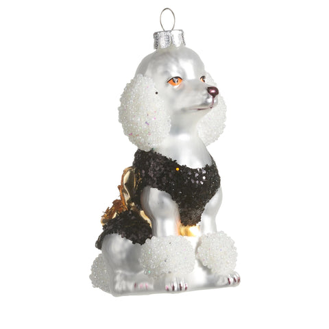 Glass Fancy Poodle Ornament, 4"