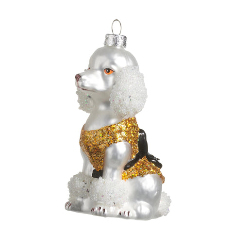 Glass Fancy Poodle Ornament, 4"