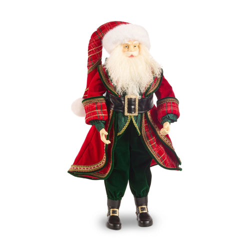 Red Plaid Santa Figurine, 27.5"