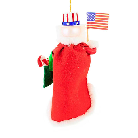 Americana Santa Glass Ornament, 6.5"