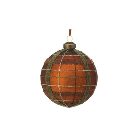 Glass Matte Plaid Ball Ornament, 4" (3 styles - sold individually)