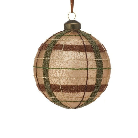 Glass Matte Plaid Ball Ornament, 4" (3 styles - sold individually)