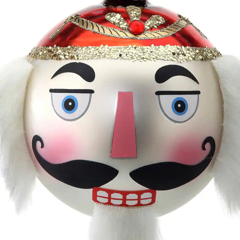 Glass Nutcracker Ball Ornament, 4"