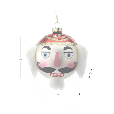 Glass Nutcracker Ball Ornament, 4"