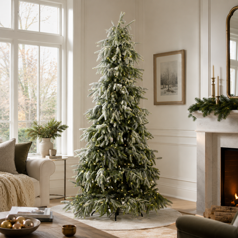 Flocked Tyrol Pine Tree, LED Lit, 6.5'