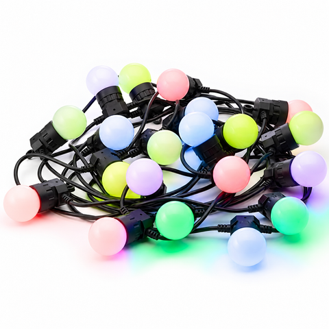 Twinkly Pro C9 Faceted Bulbs String, 50 RGB LEDs, SPI, Green Wire
