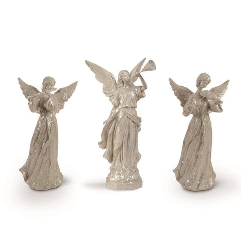 Set of 3 White Glitter Angels
