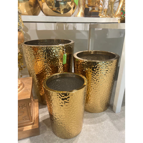 Round Tapered Stainless Steel Pots, 12 - 20" (Set of 3) (Gold)