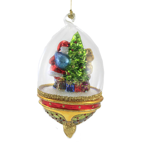 Santa's Midnight Moment in Dome Glass Ornament, 8"