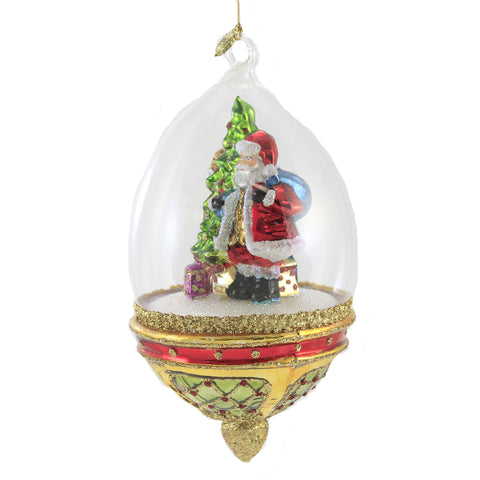 Santa's Midnight Moment in Dome Glass Ornament, 8"