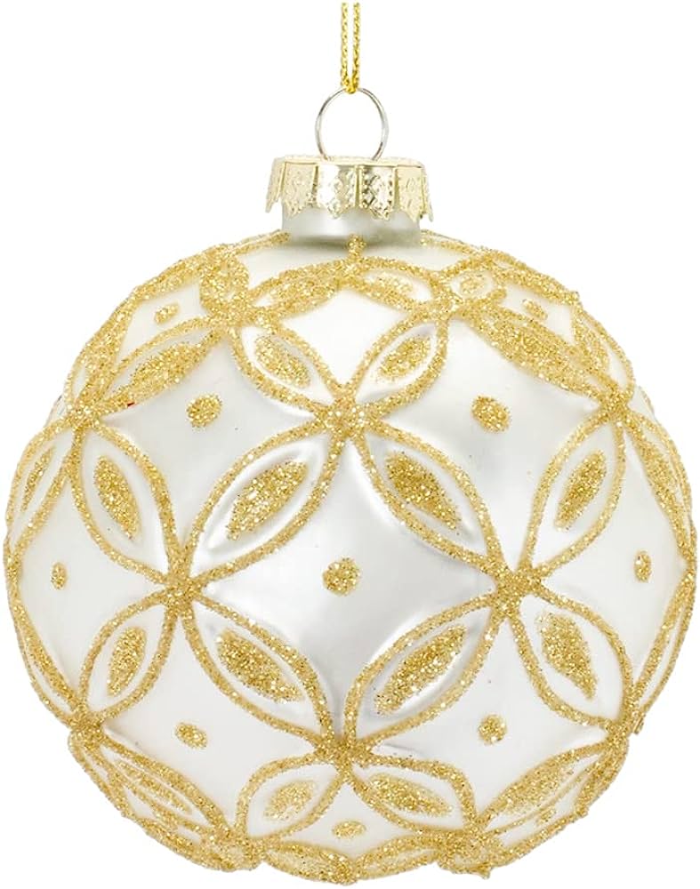 3"D Golden Quiltwork Glass Ornament