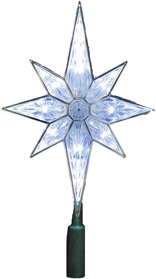 10 Light 10.5" Clear LED 8 Point Star Treetopper
