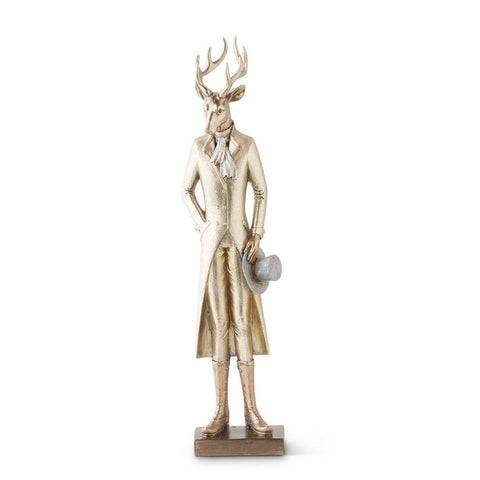 Gold Resin Standing Deer w/Walking Stick, 19" (3 styles - sold individually)