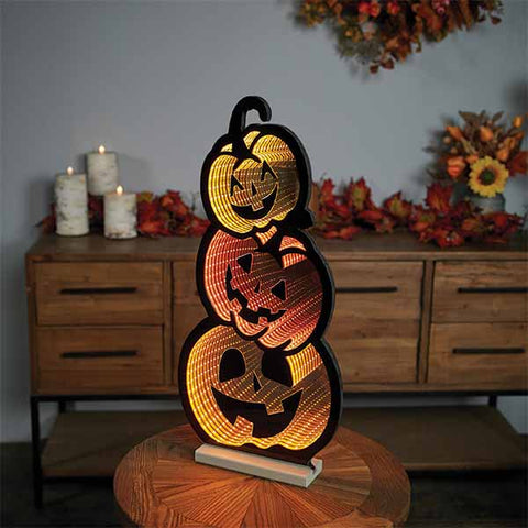 Triple Jack-o-Lantern Infinity Light 23"H Acrylic w/UL Plug