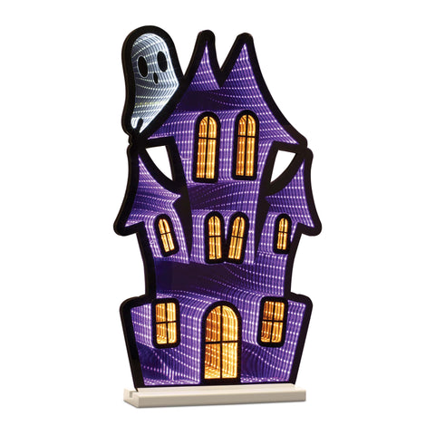 Haunted House w/Ghost Infinity Light 23.5"H Acrylic w/UL Plug