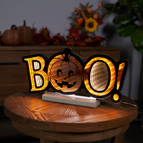 BOO Infinity Light 15.5"L x 7.75"H Acrylic w/UL Plug