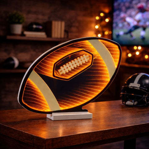 Football Infinity Light w/ UL Plug, 20" x 13.5", Acrylic
