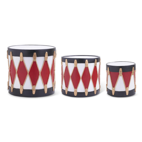 Set of 3 Resin Red Black & White Drums