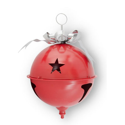 24" Red Metal Jingle Bell w/Silver Bow (Pick up only)