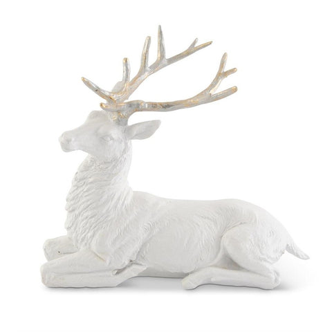 White Glittered Resin Deer w/Gold Antlers (Sold Individually)