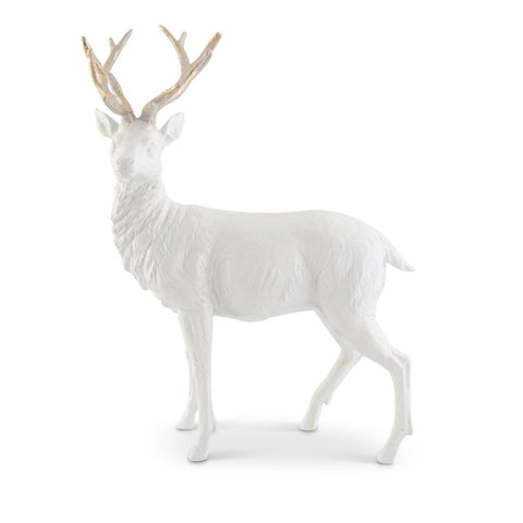 White Glittered Resin Deer w/Gold Antlers (Sold Individually)