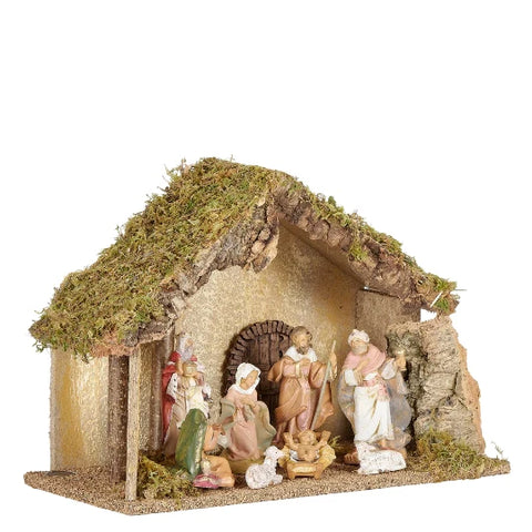8 Figure Nativity Scene With Italian Stable, 5" Scale