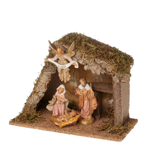 Fontanini 4-PC Lighted Nativity Set with Italian Stable, 5" Scale