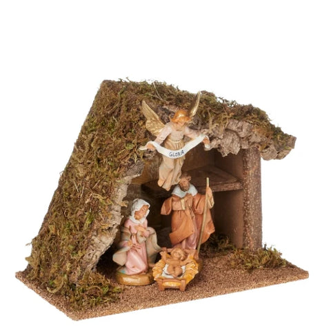 Fontanini 4-PC Lighted Nativity Set with Italian Stable, 5" Scale
